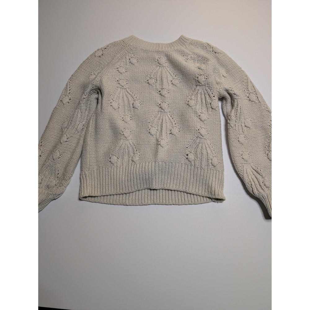 Gap Womens Cream Ivory Bobble Cable Knit Crew Neck Sweater XS Petite Chunky